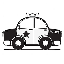 手绘黑白交警车