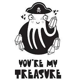 黑色章鱼黑白插画