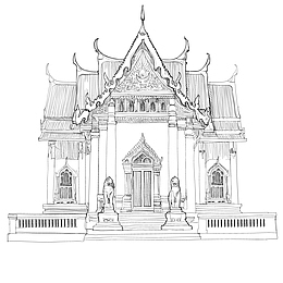 泰国传统建筑手绘