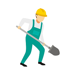 铁锹工具的PNG工人
