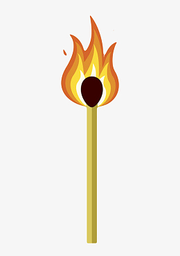 黄色取火工具着火的火柴棍卡通