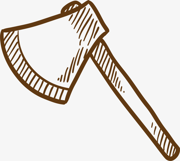 手绘褐色矢量伐木斧头