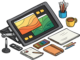 手绘卡通设计师设备
