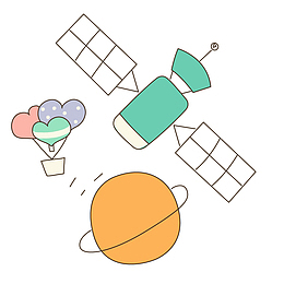 降落伞飞碟星球卡通宇宙星球交通