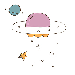 卫星宇宙飞船星星卡通宇宙星球交