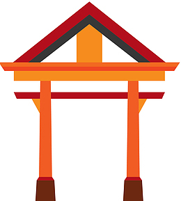 牌坊阁楼矢量卡通风格
