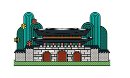 手绘扁平化线条建筑