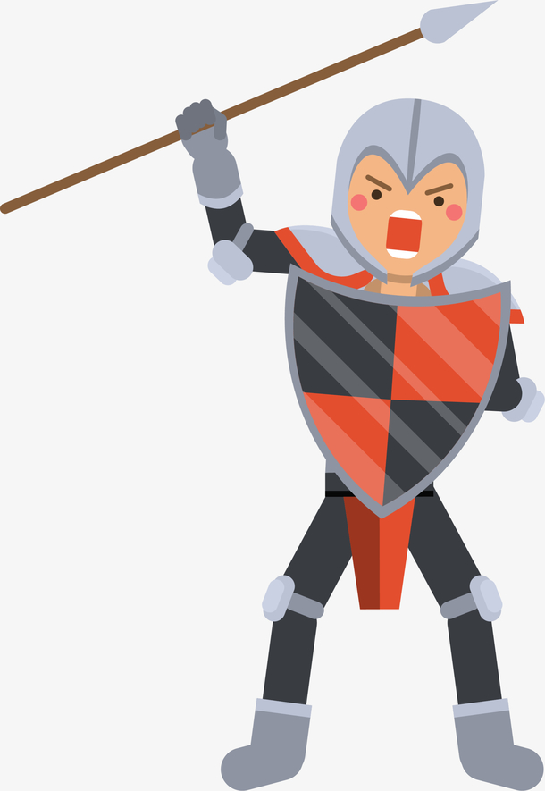 举矛怒吼的古代士兵