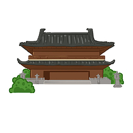 手绘卡通复古建筑