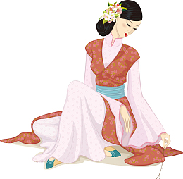 美丽的古代女子手绘图