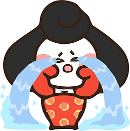 手绘卡通Q版唐代仕女哭泣免抠