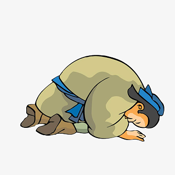 卡通磕头作揖的古代男子素材