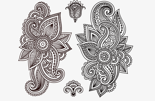 手绘古代纹样黑白画素材免费下载_觅元素