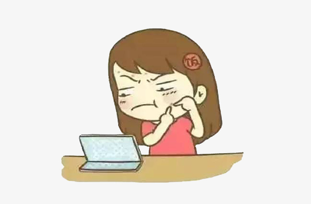 卡通可爱女生挤痘痘