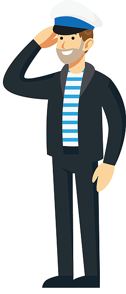 灰黑色卡通矢量水手