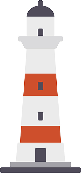 灯塔卡通矢量扁平风格