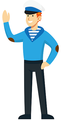 蓝色扁平风格矢量水手