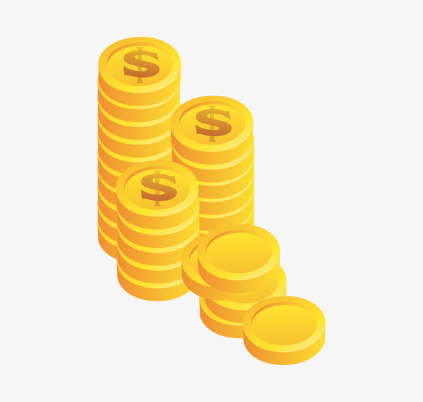 堆放的金钱硬币卡通图