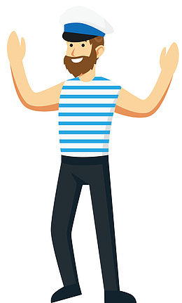 矢量卡通单人水手