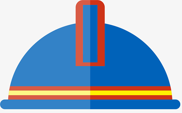 蓝色半圆形矢量卡通风格安全帽