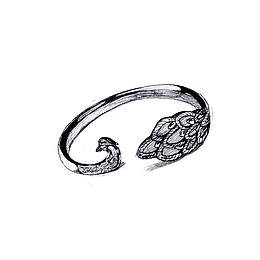 手绘时尚孔雀戒指素描