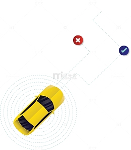 黄色卡通智能汽车