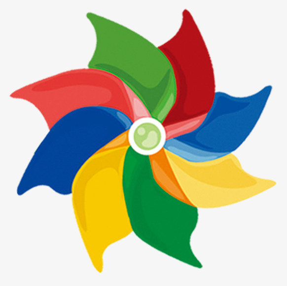 转动的彩色风车