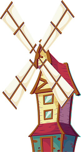 矢量图规矩的风车小屋