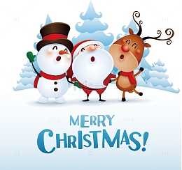圣诞节圣诞老人雪人麋鹿矢量素材