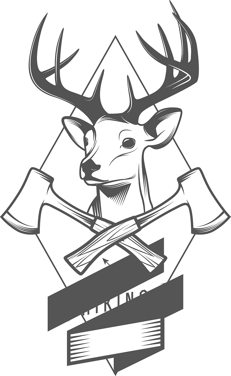 手绘灰色麋鹿徽章