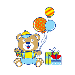 卡通可爱小熊生日氛围PNG素材