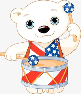 免抠卡通小熊打鼓