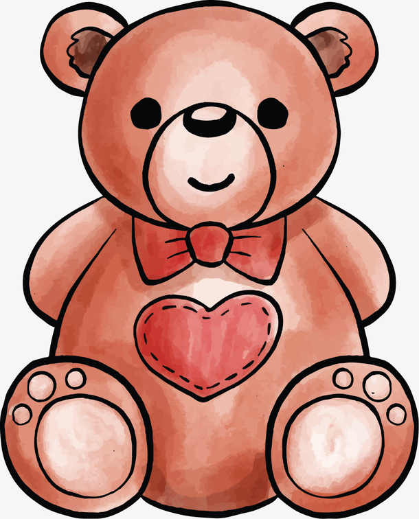 卡通水彩小熊插画设计