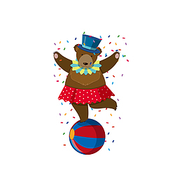 卡通可爱马戏团的小熊