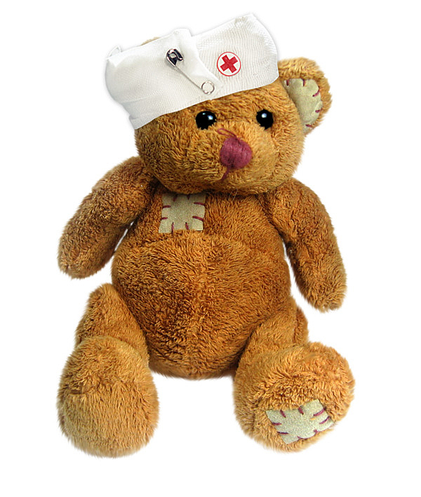 实物小护士帽小熊泰迪玩偶