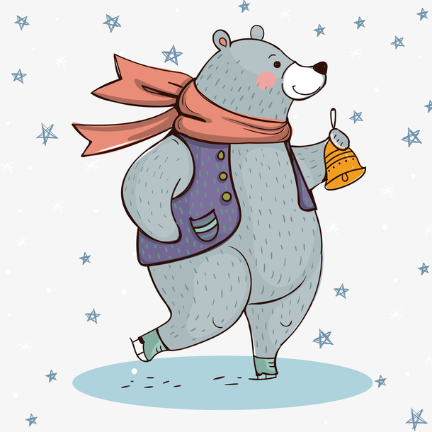 手绘卡通熊矢量素材