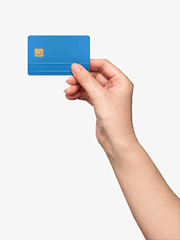 手持蓝色银行卡实物拍摄