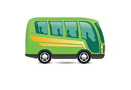卡通绿色公共汽车
