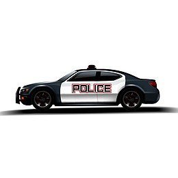 卡通黑色帅气交警车