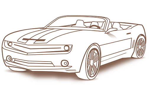 手绘精美线条敞篷车