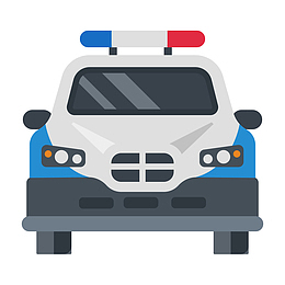 蓝白相间的交警车