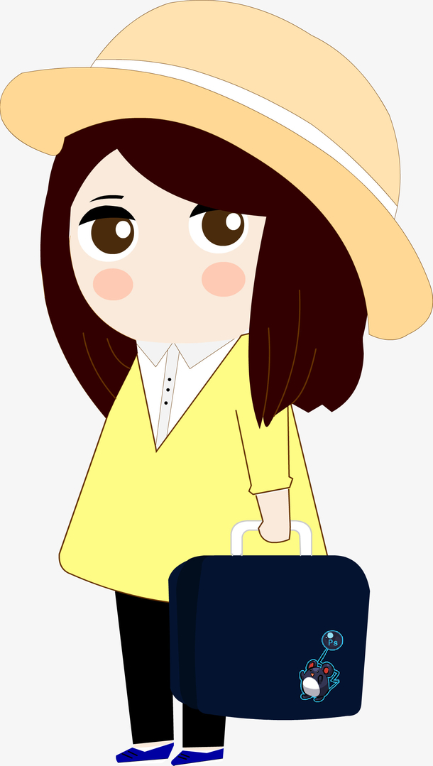 卡通扁平拎包女孩