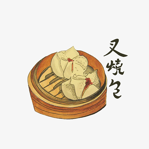 卡通手绘叉烧包素材