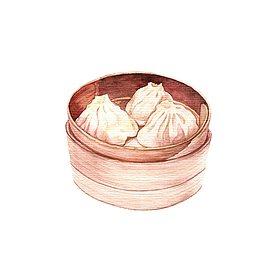 手绘美味灌汤包素材