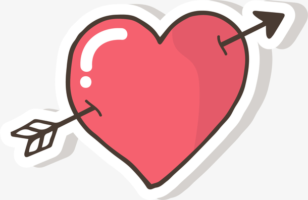 情人节红色中箭的爱心