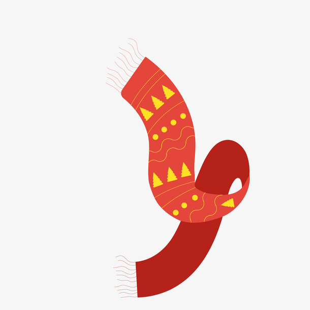 红黄色卡通秋季围巾