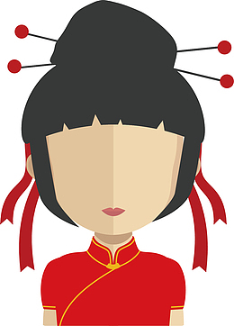 矢量图长头发的女子