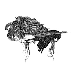 手绘女孩灵异插画