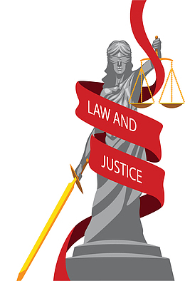 红丝带缠绕正义女神