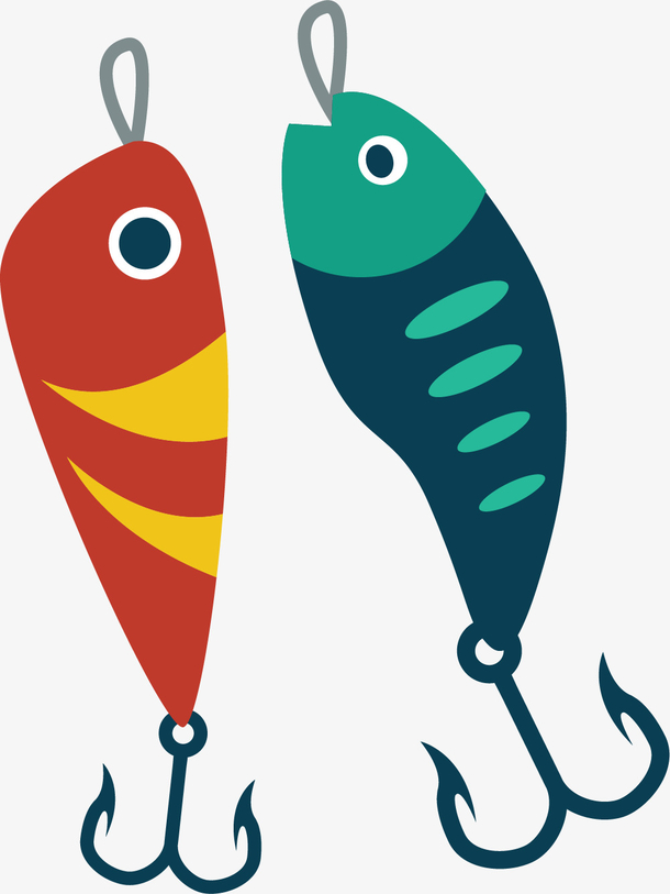 红蓝色矢量卡通鱼饵